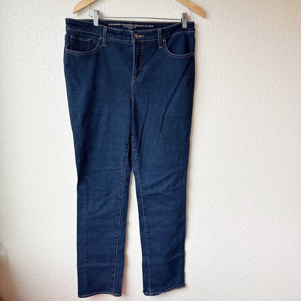 Chicos So Slimming Girlfriend Straight Leg Jeans Dark Blue Size 1 US 8 Medium